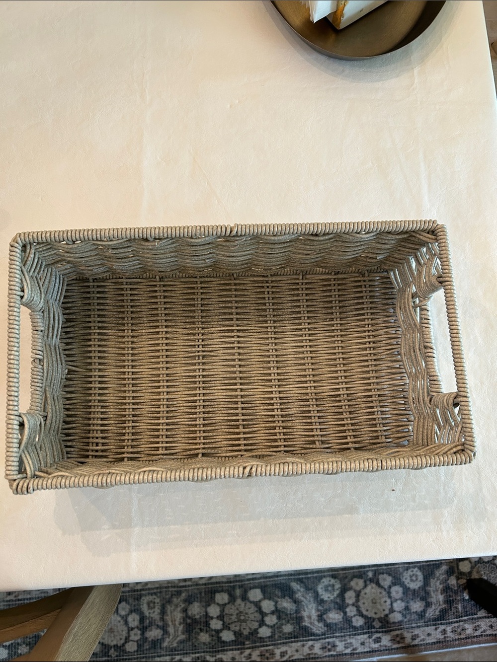 Woven Rectangular Storage Basket in Light Gray